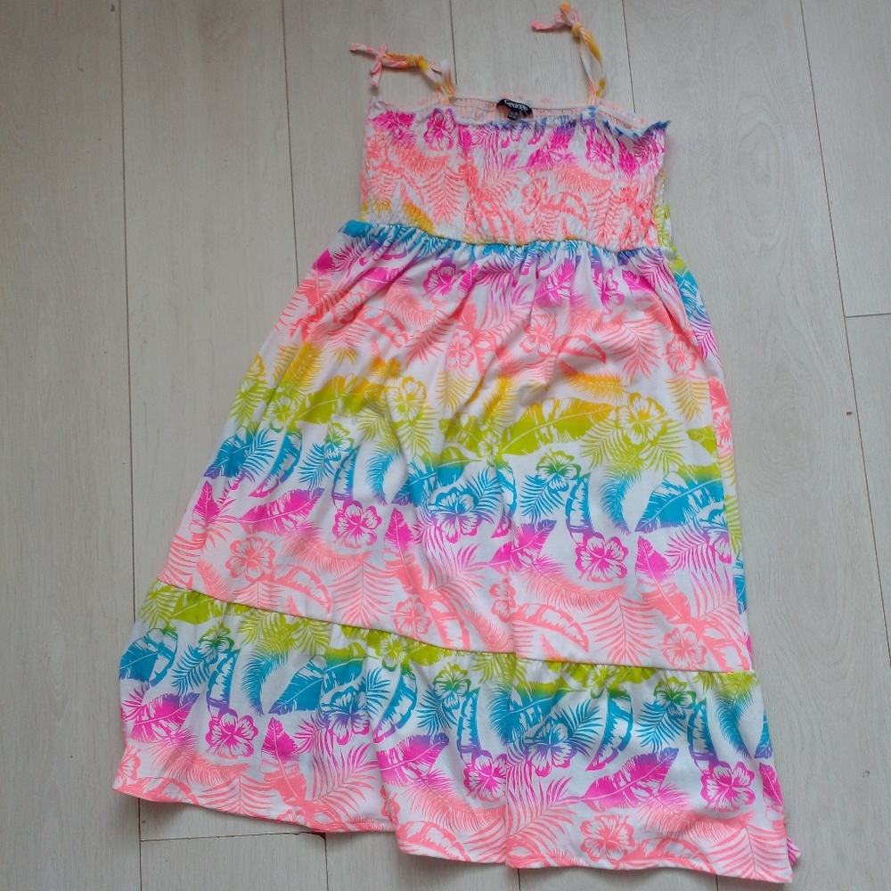 George girls sizr 14/16 XL summer multi colour dress with tied off straps